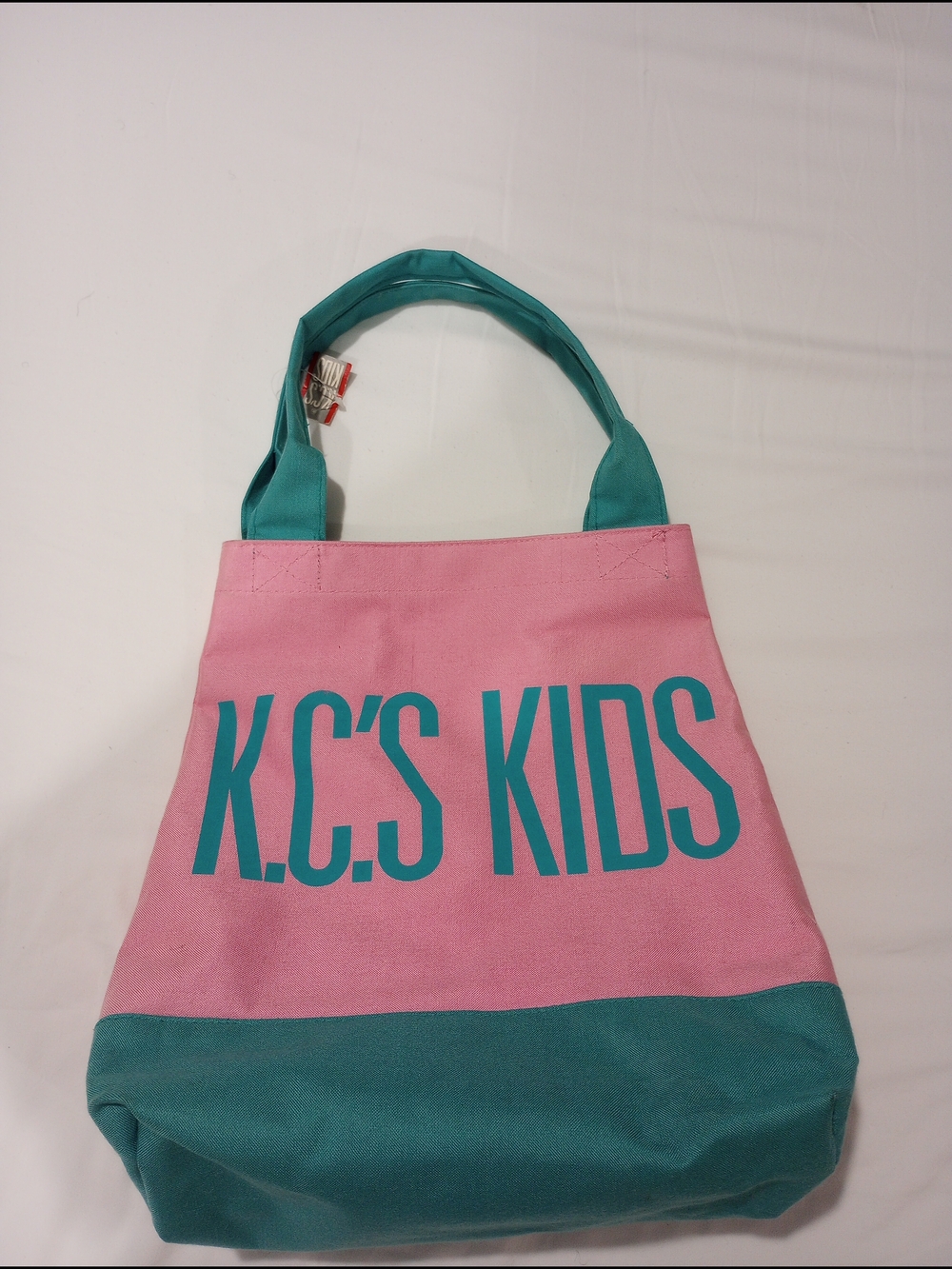 Vtg K.C.'s Kids Pink/Teal Canvas Tote Bag Ultra Rare